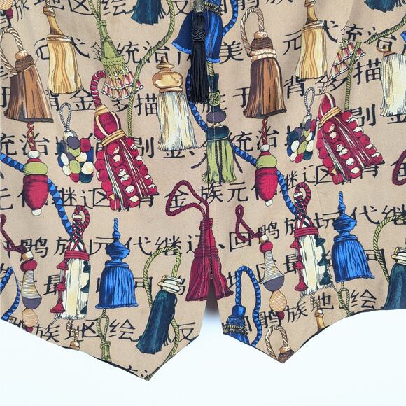 Vintage TAPP New York Silk Asian Inspired Novelty Tasseled Vest Size Large Artsy - Picture 3 of 8